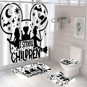 4pcs Silhouettes Hocus Pocus "I Smell Children" Shower Curtain Set